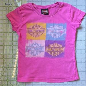 Harley-Davidson Kids Pink and Yellow Graphic Tee